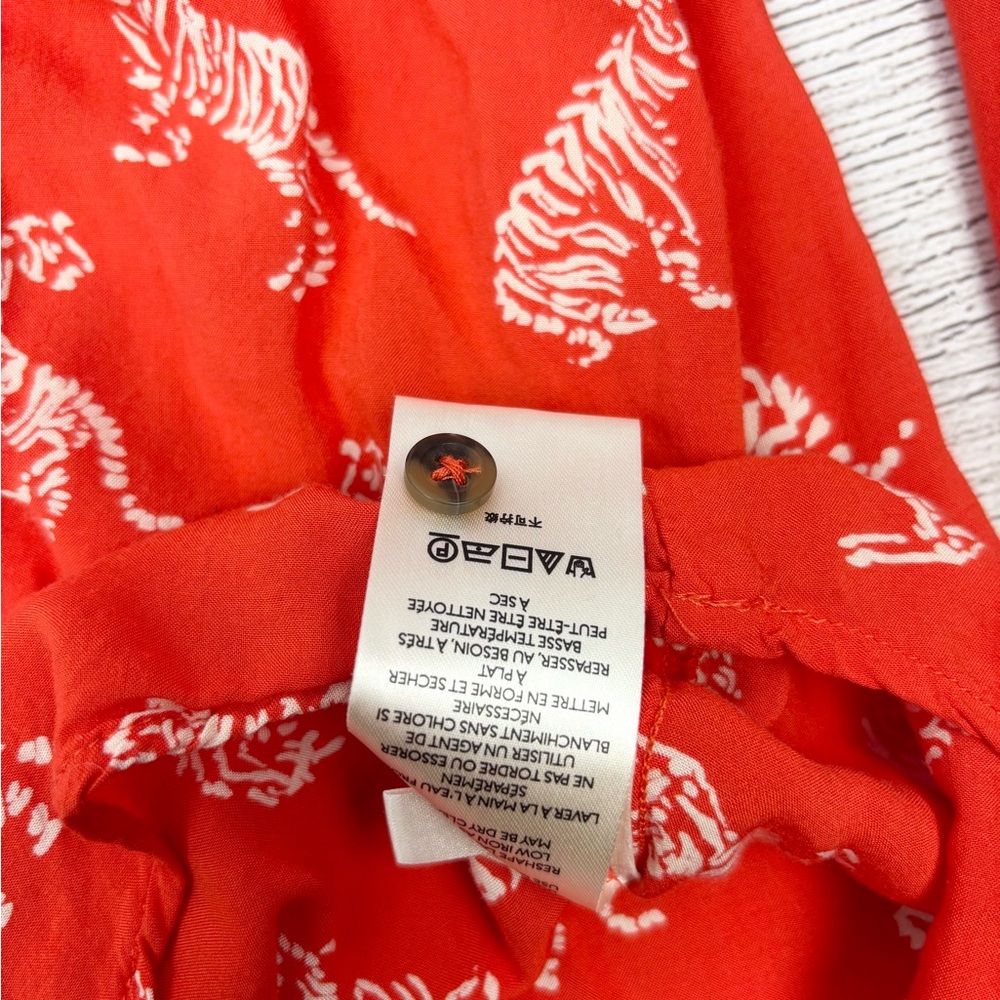 Anthropologie Margaret Jeane Ladies Orange Button Down Shirt with Tiger Design - Picture 6 of 10